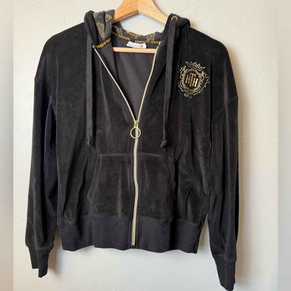 Disney Parks Hollywood Tower Hotel Tower of Terror Hoodie Velour Jacket Small
